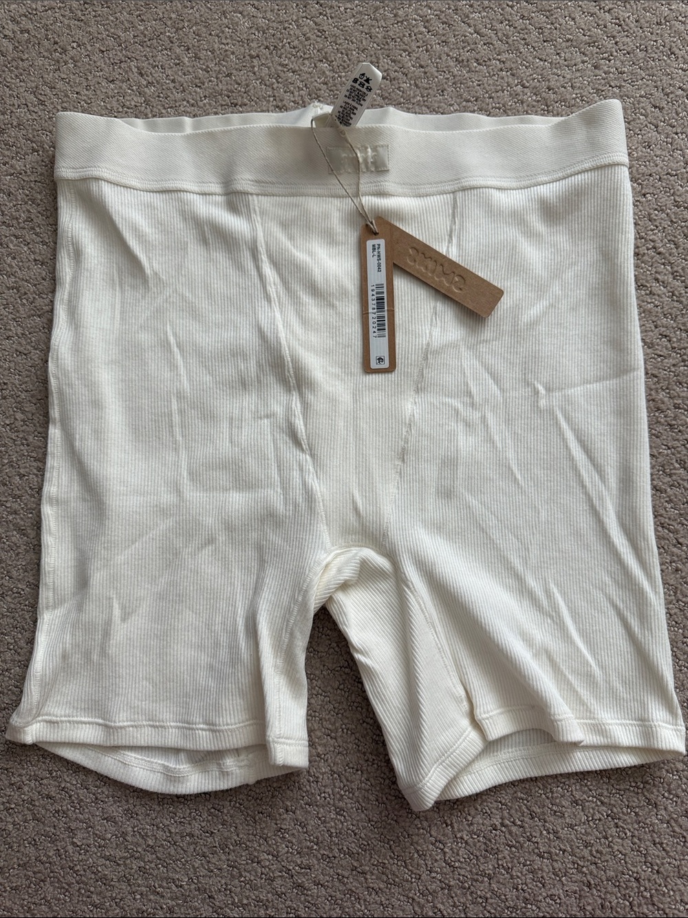 SKIMS Cream Ribbed womens Boxer Shorts